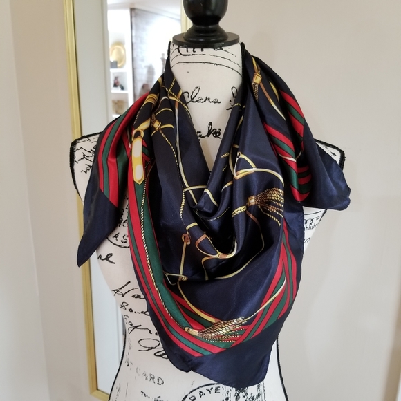 Accessories - Satin Scarf Blue And Red Color 34 × 34 Inches.....